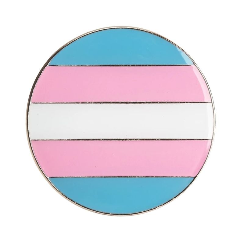 Enamel Circle Pin: Trans Flag